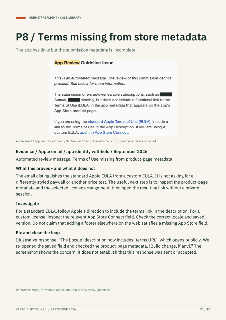 Actual page 31: Apple’s missing Terms of Use message and the investigation